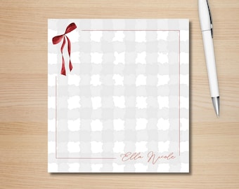 Custom, personalized women’s notepad - coquette bow design, Bama inspired color scheme notepad