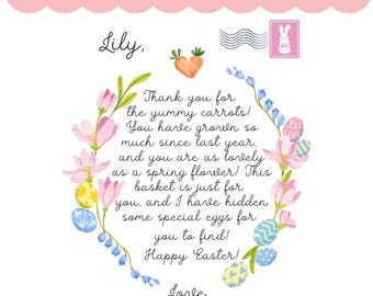 Personalized Easter Bunny Letter - girl version - customized and delivered quickly