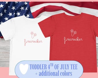 Firecracker Toddler Short Sleeve Tee - Fun Summer Shirt, 4th of July Outfit, Kids' Party Clothes, Toddler Gift, Fireworks Theme