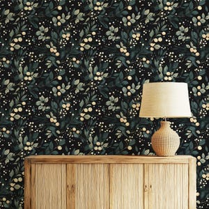 Moody Floral Wallpaper Dark Botanical Scandinavian Mural Peel and Stick Vintage Flower Modern Wall Decor Elegant Garden Wallcovering
