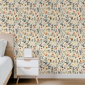 Boho Abstract Wallpaper Scandinavian Wallpaper Modern Geometric Wallpaper Boho Minimalist Wallpaper Peel and Stick Abstract Geometric