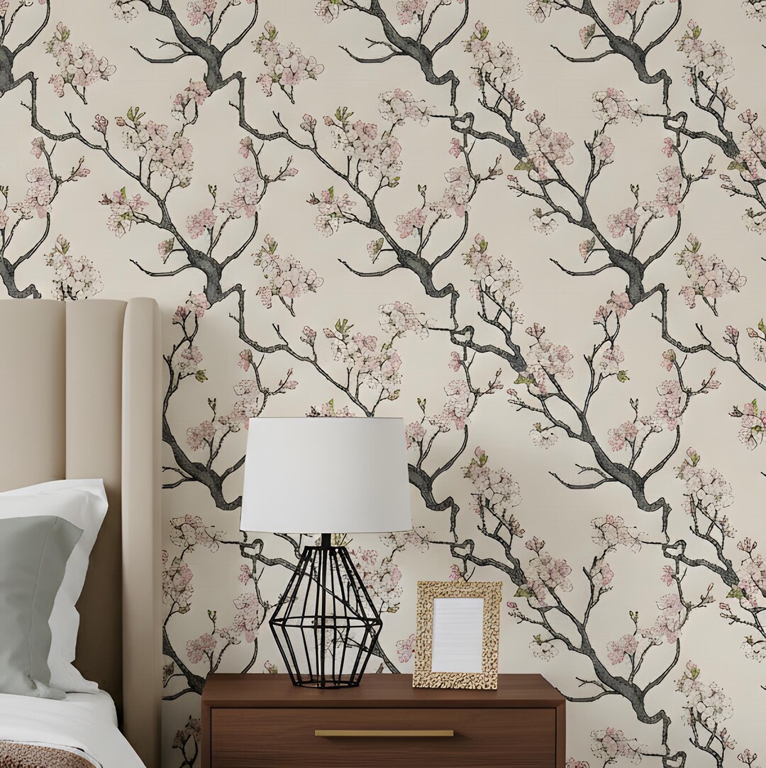 Pink Cherry Blossom Wallpaper Chinoiserie Asian Botanical Victorian ...