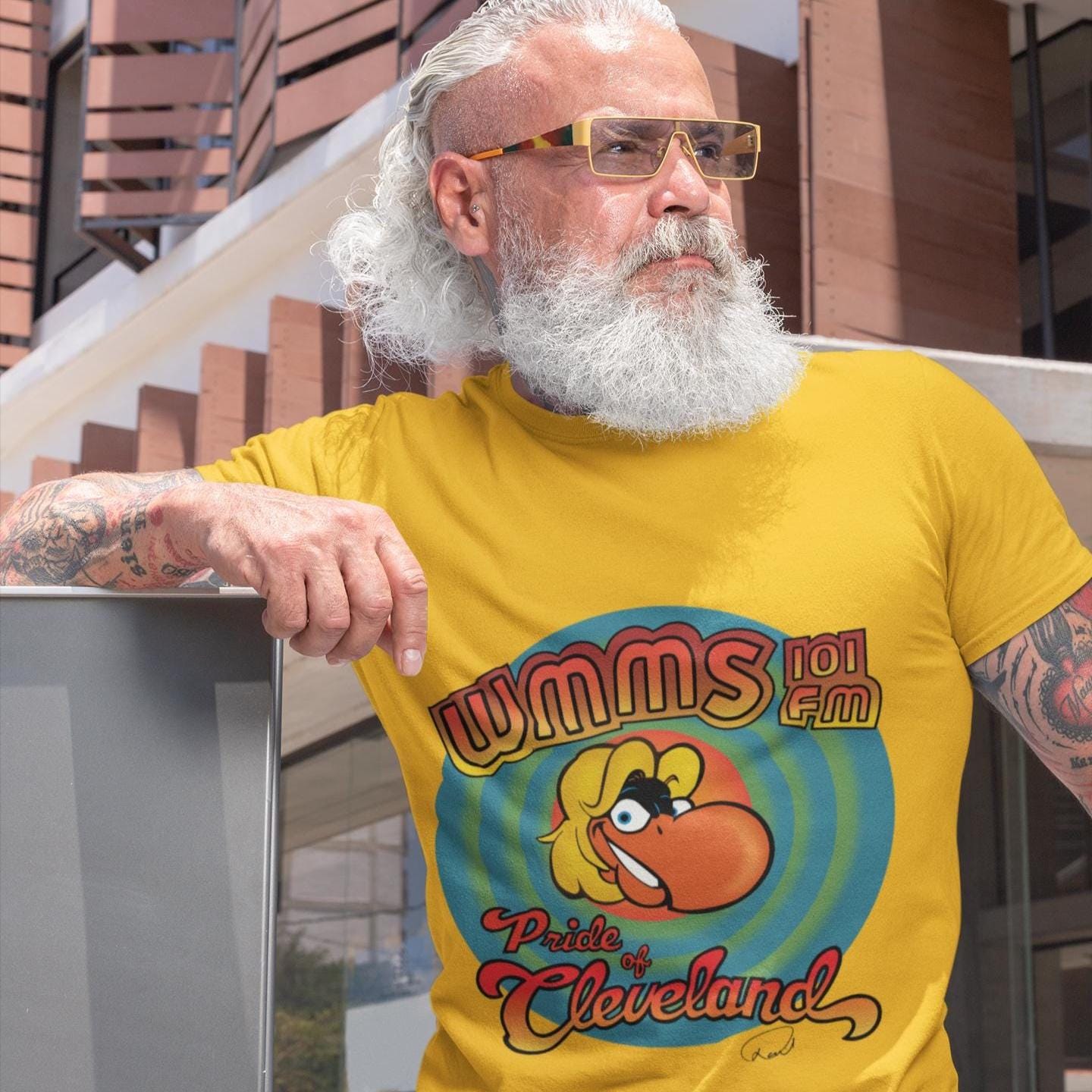 T-shirt Cleveland Vintage - Graphique Coloré "Greetings From" - Instruments Rock - Taille L