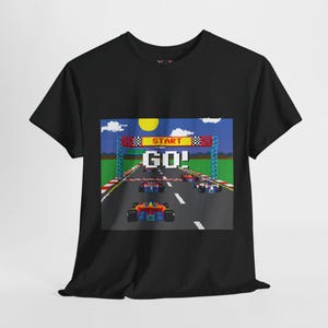 Retro Arcade Racing Game - Unisex Heavy Cotton Tee | Gamer T-Shirt, 80s Vintage Tee, Arcade Game Shirt, Gift for Gamers, Fun Casual Wear
