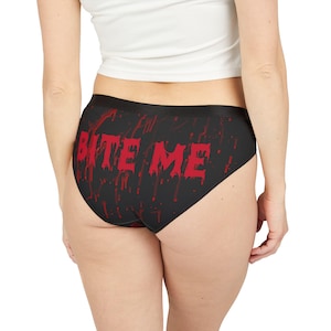Bite Me! - Vampire-Themed Women&#39;s Underwear, Gothic Lingerie, Unique Gifts for Her, Roleplay Panties, Lusty Evil