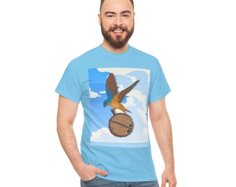 European Swallow Carrying a Coconut, Unisex Heavy Cotton Tee, British Film Lover Shirt, British Comedy Graphic Tee, Artistic T-Shirt