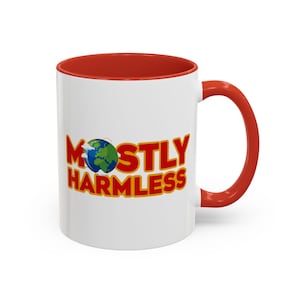 Mostly Harmless - 11 oz Accent Coffee Mug - Hitchhikers Guide Inspired Mug, Coffee Lovers Gift, Comedy Sci-Fi Gift, 1970s Nostalgia
