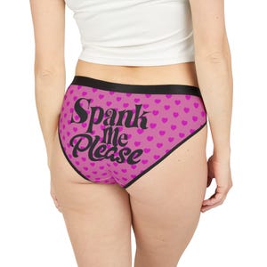 Spank Me Please - Women&#39;s Underwear - Playful Heart Print, Fun Lingerie, Date Night, Valentine&#39;s Day, Everyday Comfort, Cheeky Panties