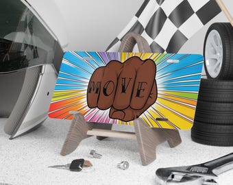 ¡MUÉVETE! - Placa personalizada, decoración para coche, regalo único, placa delantera personalizada, diseño único, diseño colorido