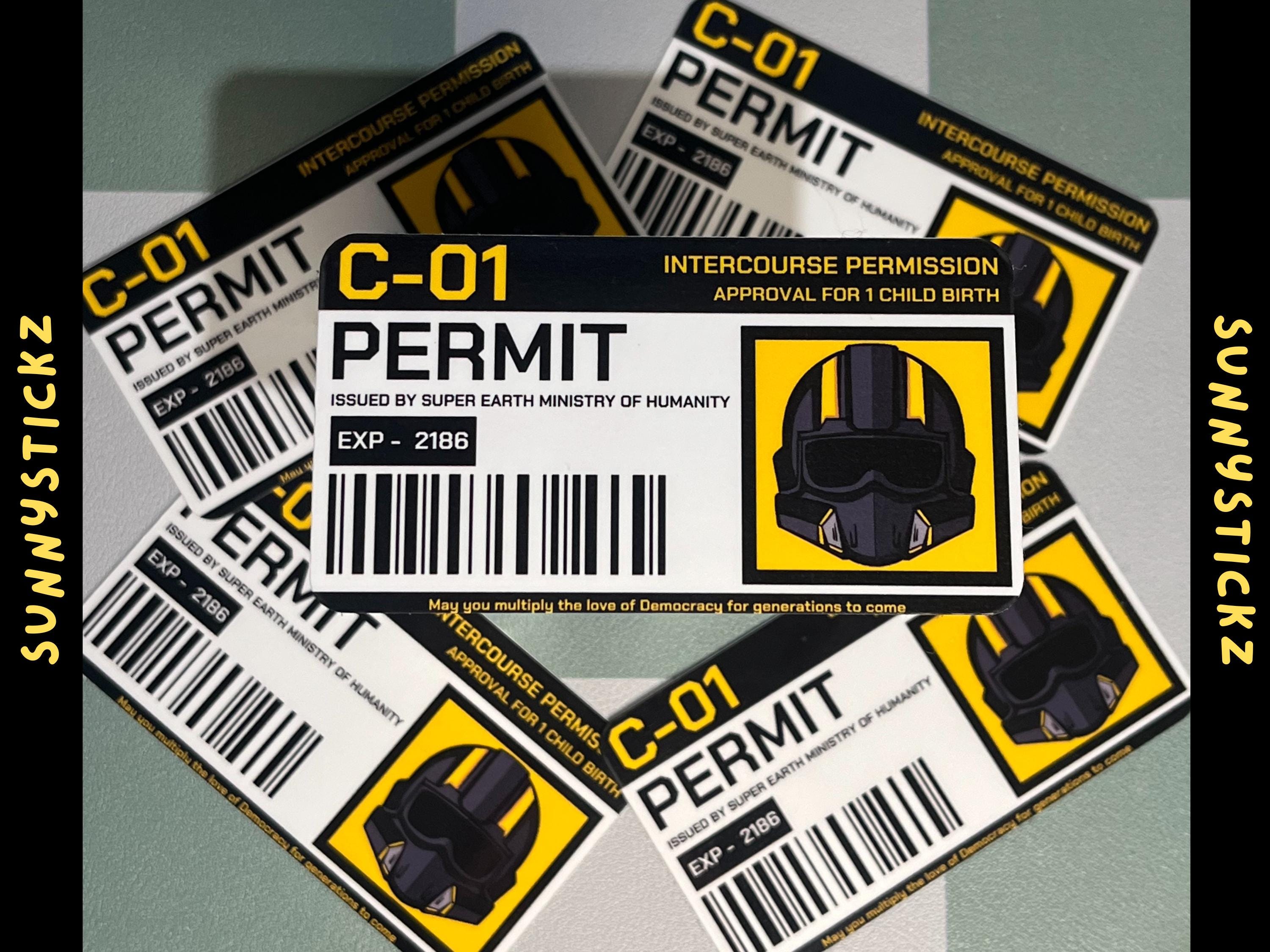 Helldivers 2 C-01 Permit Sticker, Approval for 1 Child Birth