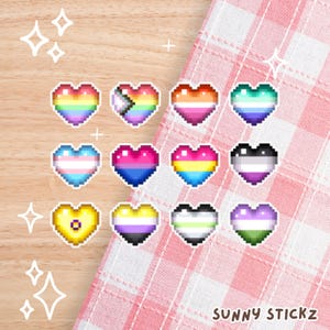 Small LGBTQ+ Stickers - 12 Variations - Pride Pixel Art
