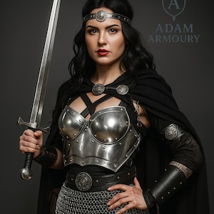 Steel Lady Warrior Fantasy Armor Corset With Chainmail | Medieval Lady Armo | LARP Women&#39;s armor Cosplay Armor | Gift For Female