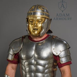 Medieval Roman Warrior Half Body Armor Centurian Cosplay Roman Face Helmet with Cuirass,Roman Inspired Cosplay Outfit