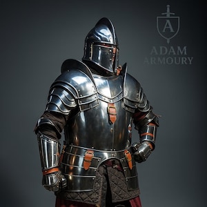 Full Suit Medieval Knight Barbuta Armor Set Battle Larp Armor| Cuirass, Helmet, Pauldrons, Greaves | LARP, Cosplay, Reenactment Ready