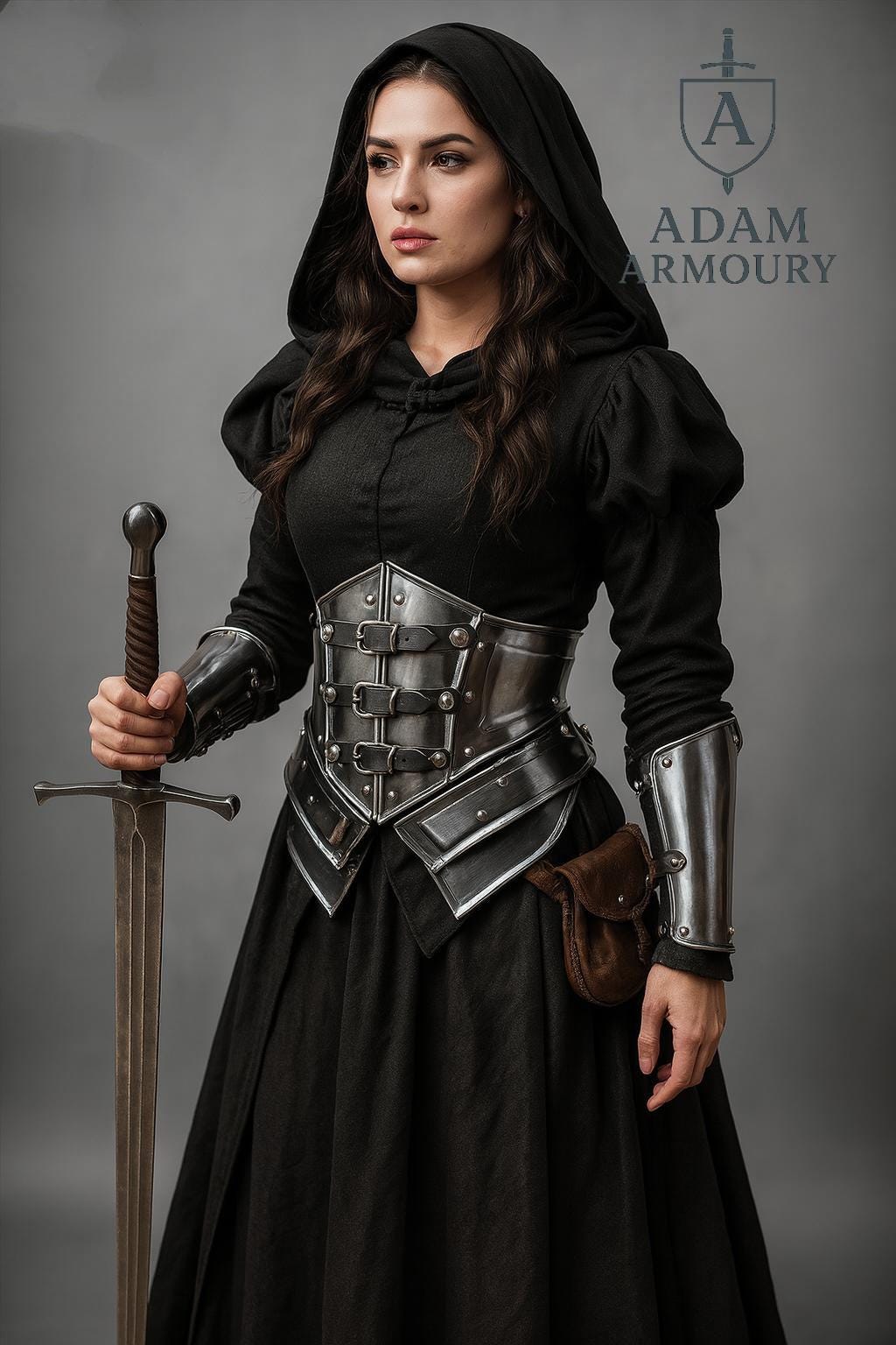 Medieval Corset Armor Set – Brave Lady Bracers | Fantasy Waist Armor, LARP, ,Gift for Women, Girlfriend Gift, Renaissance Costume