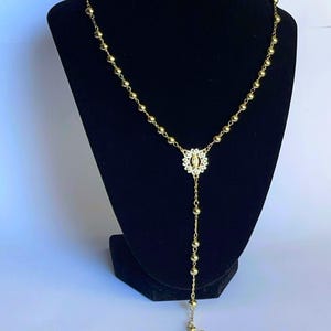 Variety Rosaries Virgin 18k gold, Necklace with Cross charm, Catholic Gift Religious