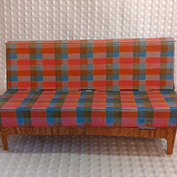 Barbie 1960s Plaid Couch Original Vintage Dream House Furniture Good Vintage Played With Condition