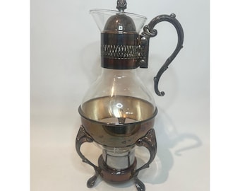 Vintage Leonard Silver Plate Carafe with Warmer Stand – 10 Cup w/ Original Box
