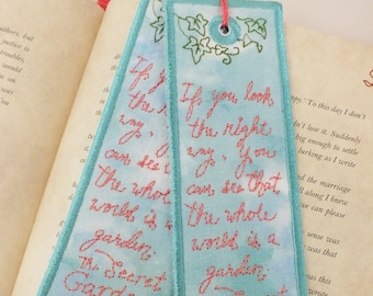 The Secret Garden Bookmark - Embroidered Bookmark