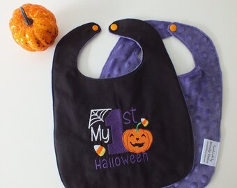 1st Halloween Baby Bib - Baby's First Halloween Bib