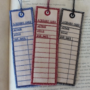 Library Card Bookmark - Embroidered Bookmark