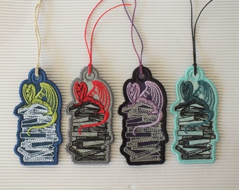 Dragon Bookmark - Dragon Hoarding Books Embroidered Bookmark