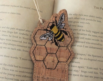 Bee Bookmark - Embroidered Bookmark