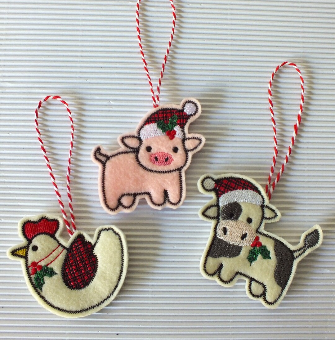 Farm Animals Christmas Ornaments Chicken Ornament Pig Ornament Cow