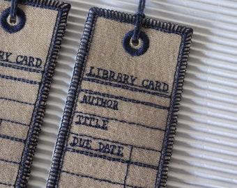 Library Card Bookmark - Embroidered Bookmark