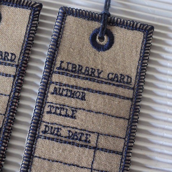 Library Card Bookmark - Embroidered Bookmark