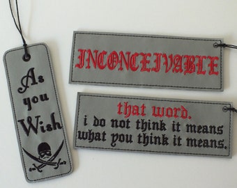 Princess Bride Bookmark - As You Wish Bookmark - Inconceivable Bookmark