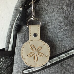 Sand Dollar Keychain Sand Dollar Snap Tab Tan