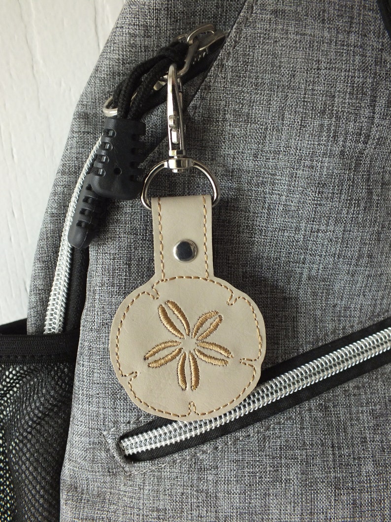 Sand Dollar Keychain Sand Dollar Snap Tab Tan