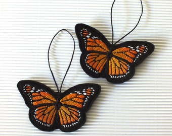 Monarch Butterfly Ornament - Embroidered Ornament