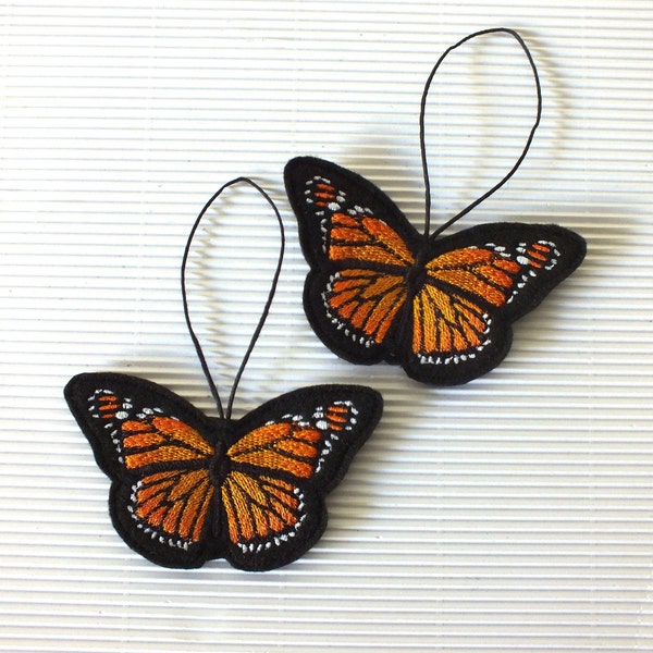 Monarch Butterfly Ornament - Embroidered Ornament