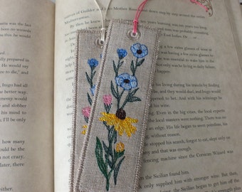 Summer Flowers Bookmark - Embroidered Bookmark