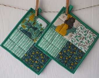 Modern Woodland Pot Holders - Patchwork Pot Holders