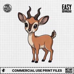 Baby Gazelle Clipart, Cute Baby Animal Clipart, Baby Nursery Clipart, Safari Animal, Baby Shower Clipart, Gazelle PNG