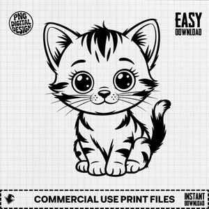 Cute Cat Clipart, Kitten Clipart, Cute Animal Clipart, Baby Nursery Clipart, Cat Lover Gift, Baby Shower Clipart, Cat PNG