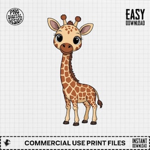 Baby Giraffe Clipart, Cute Baby Animal Clipart, Baby Nursery Clipart, Jungle Safari Clipart, Baby Shower Clipart, Giraffe PNG