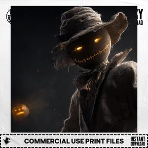 Scarecrow PNG, Dark Digital Download, Halloween Graphic, Spooky Season Clipart, Fall Scarecrow Image, Non Transparent