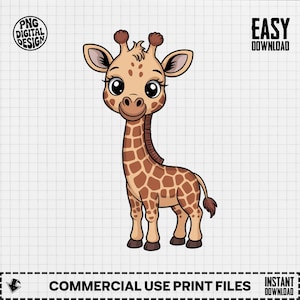 Baby Giraffe Clipart, Cute Baby Animal Clipart, Baby Nursery Clipart, Jungle Safari, Baby Shower Clipart, Baby Giraffe PNG Digital