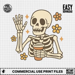 Skeleton Clipart, Spooky Season Clipart, Halloween Clipart, Skeleton PNG, Floral Skeleton, Skeleton Digital, PNG Digital Download