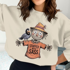 Scarecrow PNG, Stuffed with Sass Digital Download, Fall Sublimation Design, Funny Autumn Clipart, Cartoon Scarecrow Image