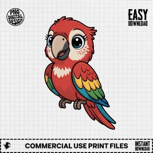 Baby Parrot Clipart, Cute Baby Animal Clipart, Baby Nursery Clipart, Jungle Birds, Baby Shower Clipart, Baby Parrot PNG Digital Download