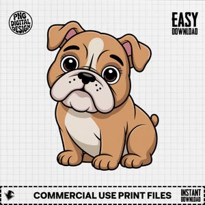 Baby Bulldog Clipart, Cute Dog Clipart, Baby Animal Clipart, Nursery Clipart, Baby Shower Clipart, Bulldog PNG Digital Download