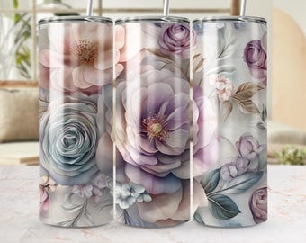 Spring Floral 20 oz Skinny Tumbler Sublimation Design, Straight & Tapered Wrap, Tumbler Wrap, Tumbler PNG, Instant Download