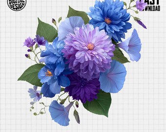 Fiore di nascita di settembre PNG, download digitale di Aster Morning Glory, clipart floreali, fiori ad acquerello, adesivi per planner, scrapbooking