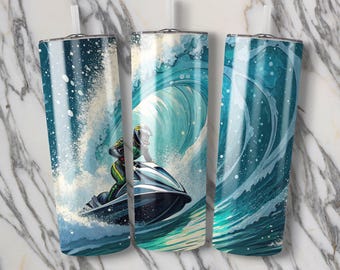 Jet Ski Tumbler Wrap, 20 oz Seamless Tumbler Wrap Design, Wave Tumbler Design, Extreme Sports Tumbler, Digital Download, Watersport