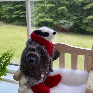 Mr. Badger Knitted Toy – Handmade from Alpaca & Mink yarn | Wind in the Willows Character | Gift-Ready Collectible.Size 23cm